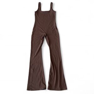 Qinsen Brown Jumpsuit with Wide Straps
